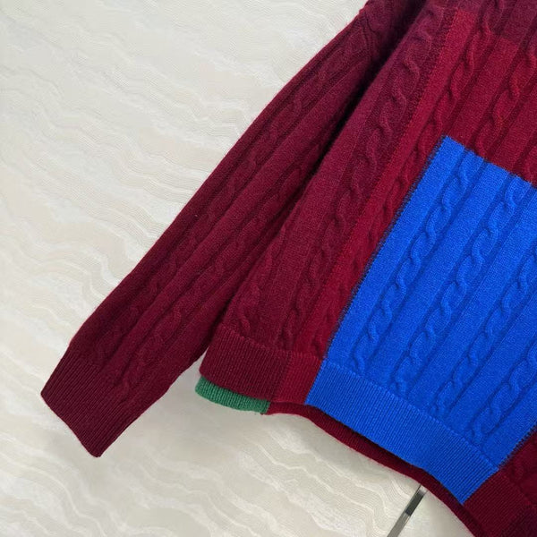 LOEWE Layered cable-knit wool sweater with logo