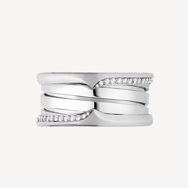 ANELLO ZERO 1 A TRE FASCE CON DIAMANTI DEMI-PAVED SUI BORDI