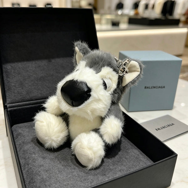 VLC Gray And White Puppy Plush Bag Charm