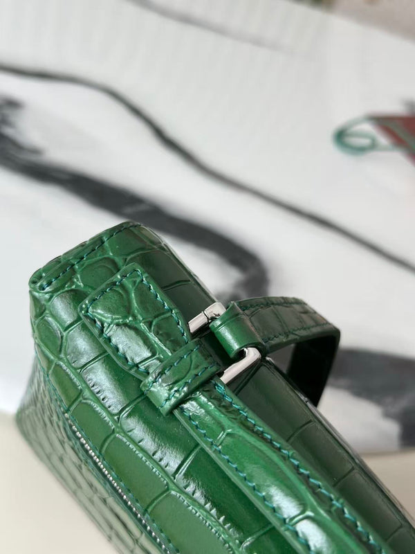Pochette supplémentaire L19 motif alligator vert sarcelle cuir SHW