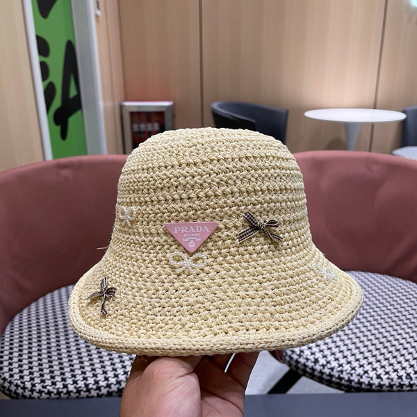 Prad Raffia Bow Knot Fisherman Hat 512516