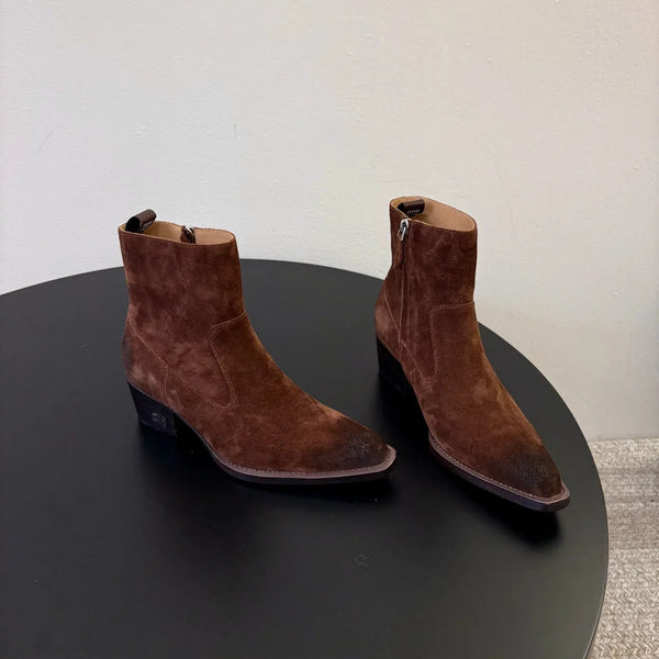 Miu 26s Western Ankle Boots Suede