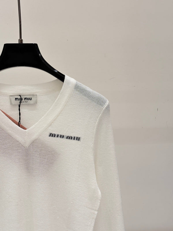 Miu 2026 Long-Sleeved V-neck Sweater Cashmere 431817