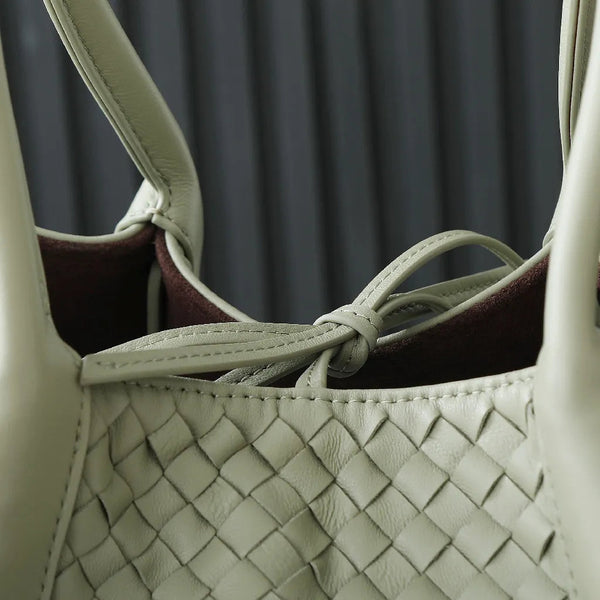 Borsa BV Pinacoteca 43 cm Pelle di vitello intrecciata travertino e pelle scamosciata