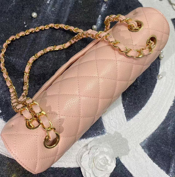 CC classic flap bag 23 pink beige caviar lamskin