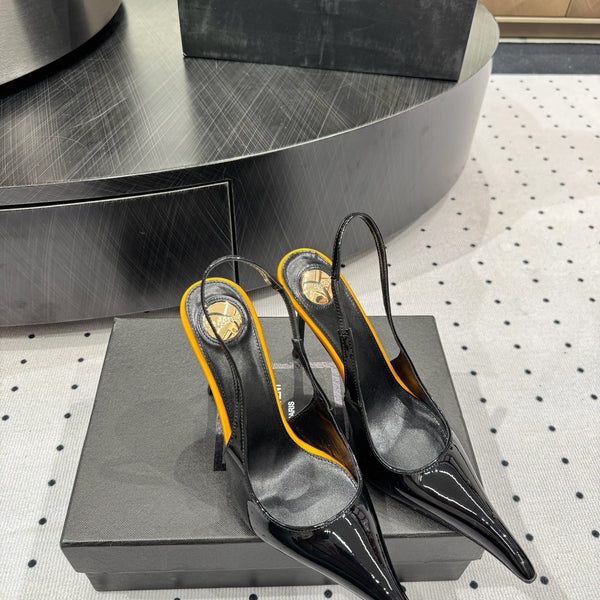 YSL 26s Pointed-Toe Slingback Heels 10.5cm Patent Calfskin