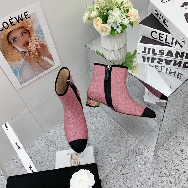 CC 2026 Cap-Toe Ankle Boots 30mm Glitter Fabric 162135