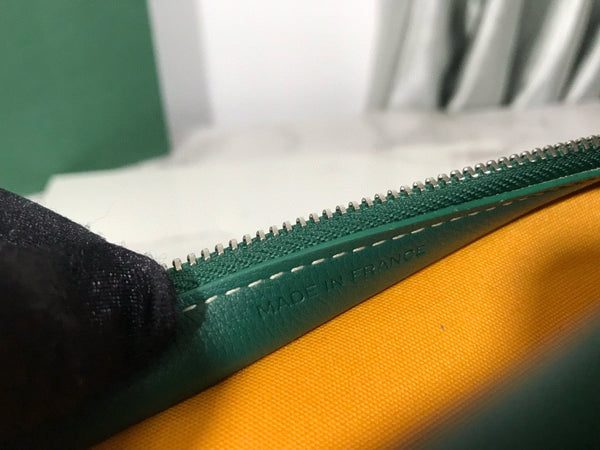 Borsa da toilette Goyard Jouvence in tessuto PVC verde con pelle di mucca
