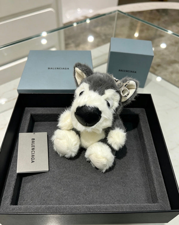 VLC Gray And White Puppy Plush Bag Charm