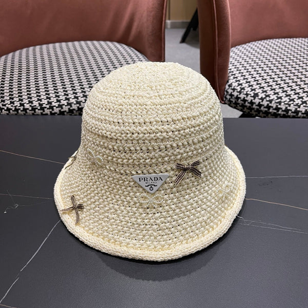 Prad Raffia Bow Knot Fisherman Hat 512516