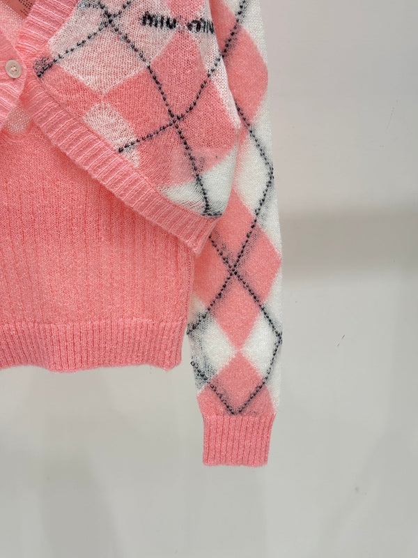 Miu 2026 Argyle Cardigan Knit 431816