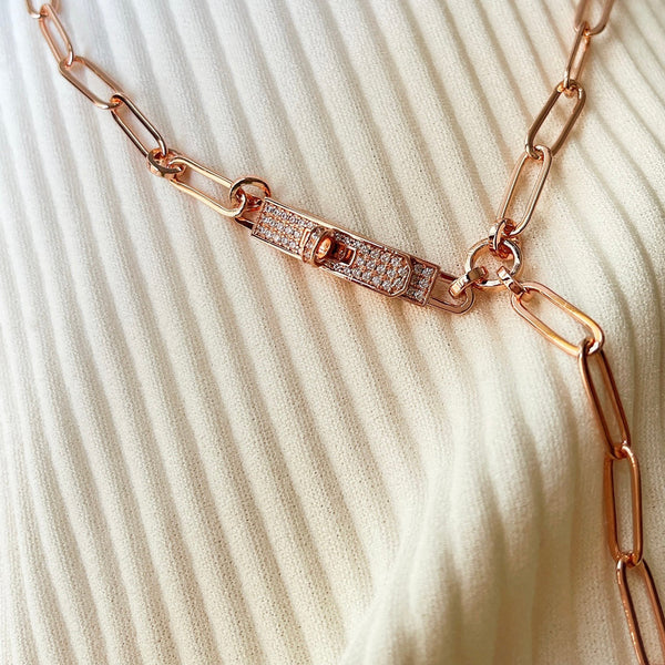 COLLANA KELLY BELT CON DIAMANTI, ARGENTO E ORO ROSA