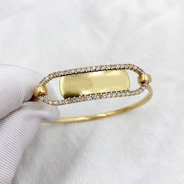 BRACCIALE LETTERA OVALE DIO ORO DIAMANTE