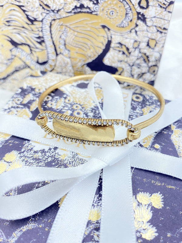 BRACCIALE LETTERA OVALE DIO ORO DIAMANTE
