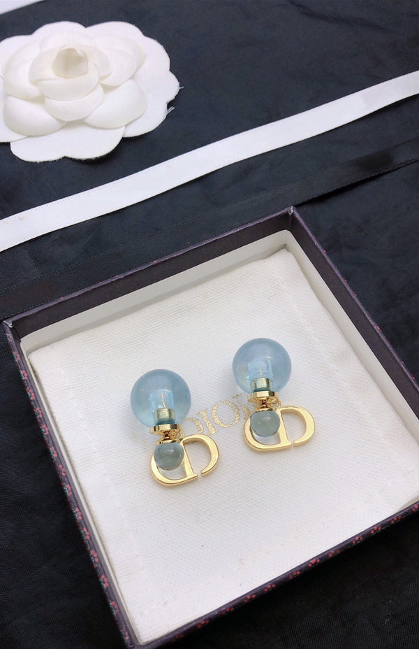 ORECCHINI IN ORO BLU CON PERLA CD