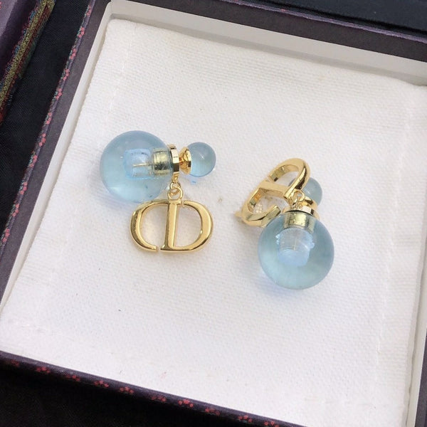 ORECCHINI IN ORO BLU CON PERLA CD