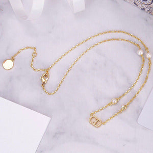 COLLIER PENDENTIF CD OR DIAMANT 4 PERLES
