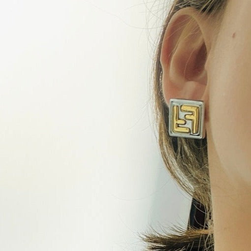 ORECCHINI DOPPIA F ARGENTO ORO