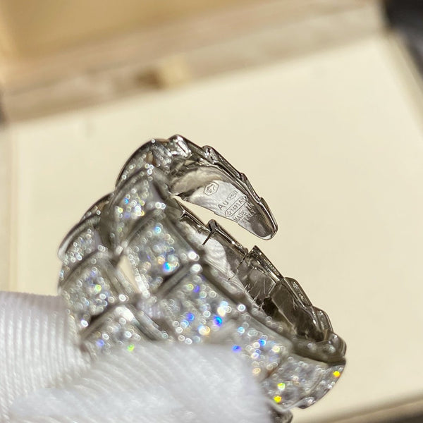 ANELLO DOPPIO SERPENTI ARGENTO CON PAVE' DIAMANTI