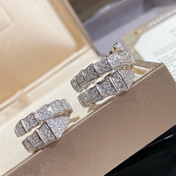 ANELLO DOPPIO SERPENTI ARGENTO CON PAVE' DIAMANTI