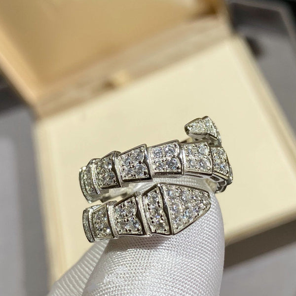ANELLO DOPPIO SERPENTI ARGENTO CON PAVE' DIAMANTI