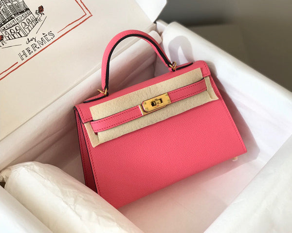 HM KELLY MINI 20 ROSA SCURO EPSOM GOLD HARDWARE