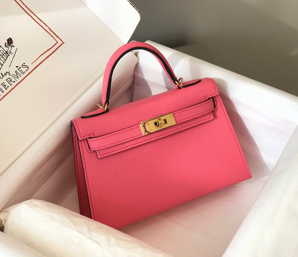 HM KELLY MINI 20 ROSA SCURO EPSOM GOLD HARDWARE