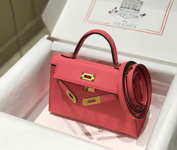 HM KELLY MINI 20 ROSA SCURO EPSOM GOLD HARDWARE