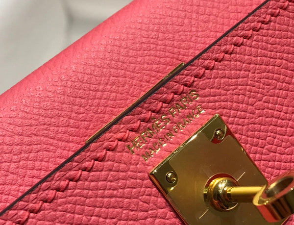 HM KELLY MINI 20 ROSA SCURO EPSOM GOLD HARDWARE