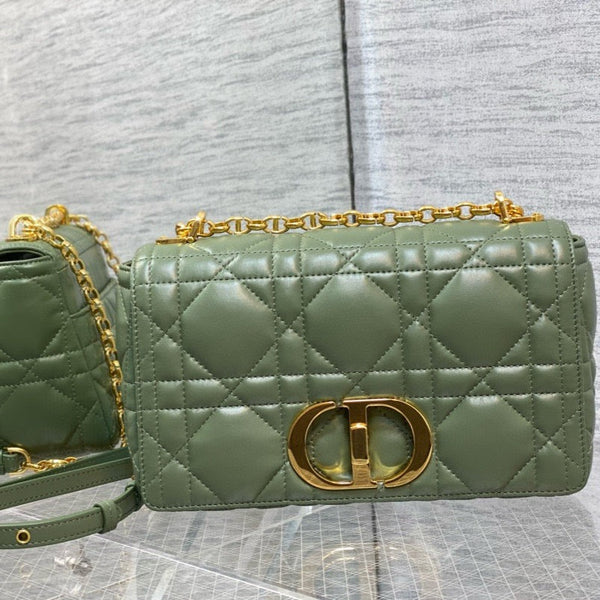 BORSA CARO MEDIA 25 VERDE MACROCANNAGE PELLE DI VITELLO