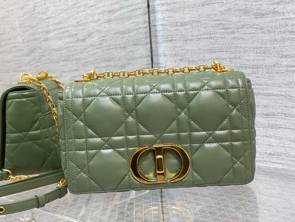 BORSA CARO MEDIA 25 VERDE MACROCANNAGE PELLE DI VITELLO