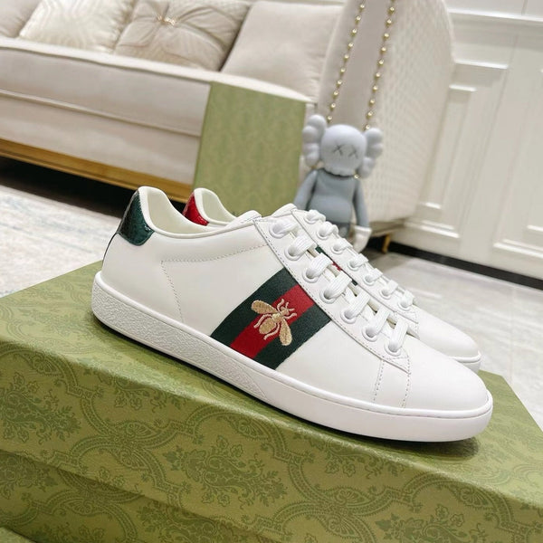sneaker gg ace in vitello bianco con ape