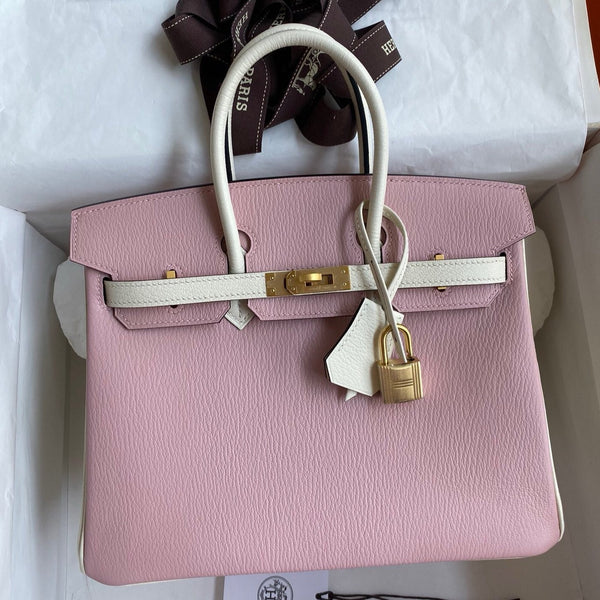 HM BIRKIN 25CM ROSA CHIARO CHEVERO MYSORE PELLE FERRAMENTA ORO