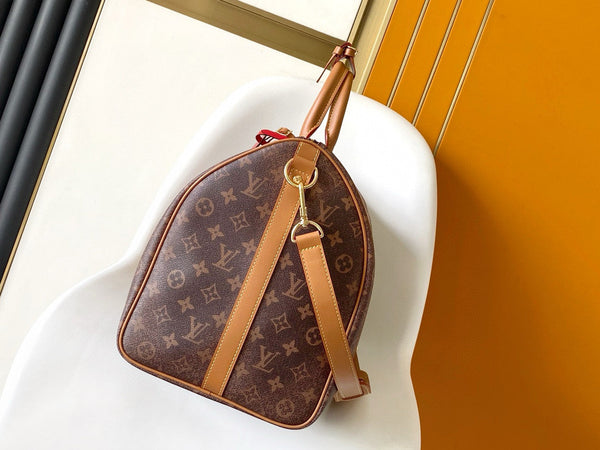 KEEPALL 50 BANDOULIERE MONOGRAM DUST COASTED CANVAS 