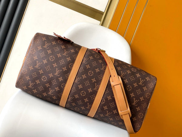 KEEPALL 50 BANDOULIERE MONOGRAM DUST COASTED CANVAS 