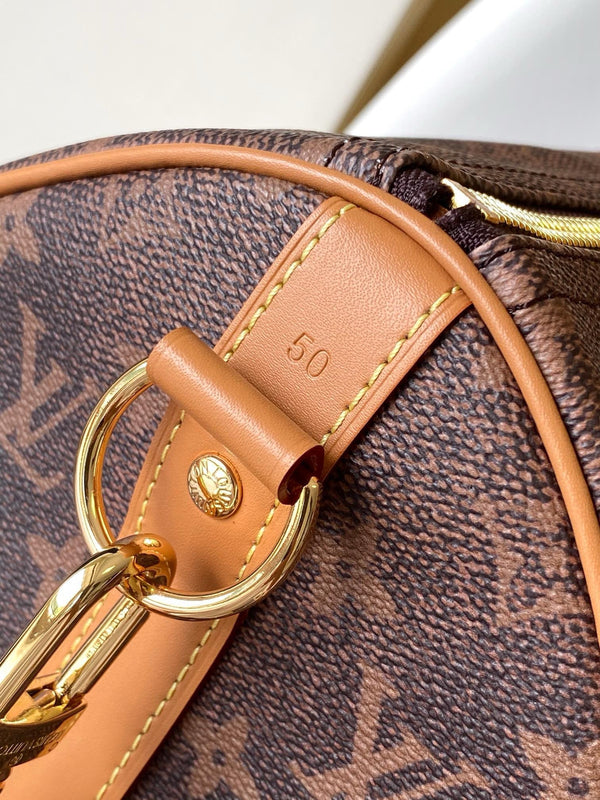 KEEPALL 50 BANDOULIERE MONOGRAM DUST COASTED CANVAS 