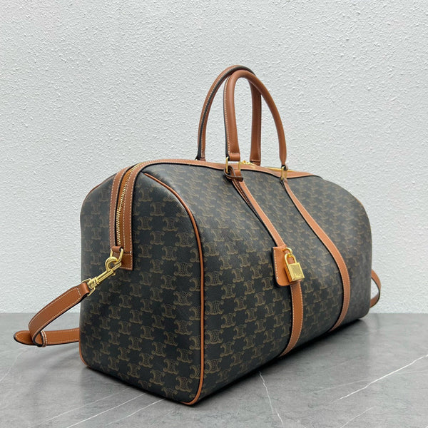Borsa da viaggio grande 50 cm Triomphe Canvas in pelle di vitello color cuoio
