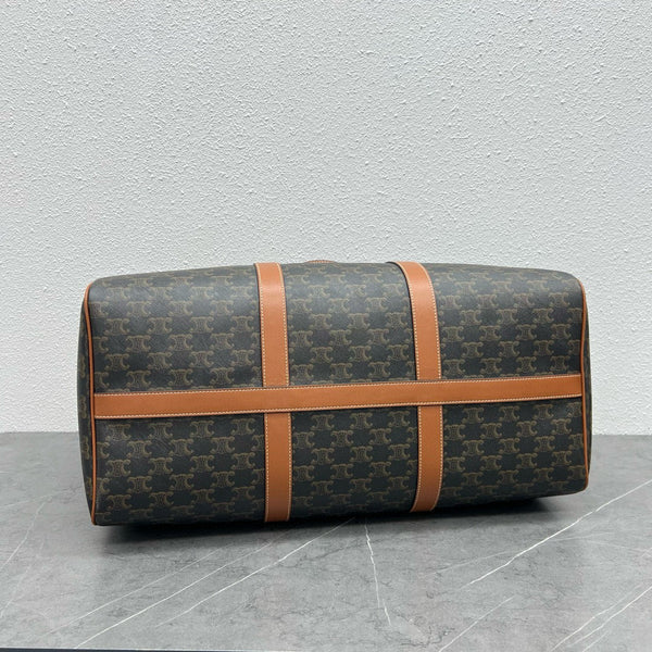 Borsa da viaggio grande 50 cm Triomphe Canvas in pelle di vitello color cuoio