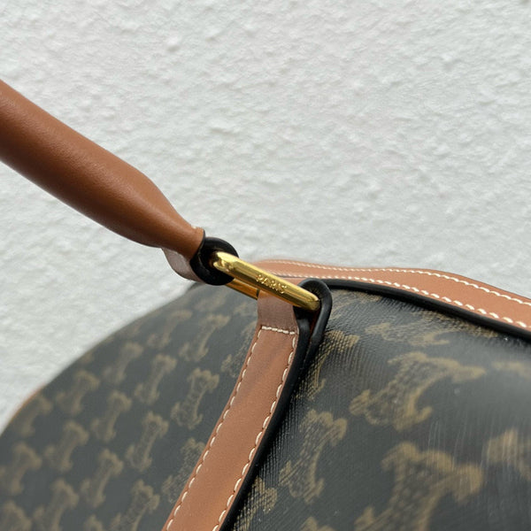 Borsa da viaggio grande 50 cm Triomphe Canvas in pelle di vitello color cuoio