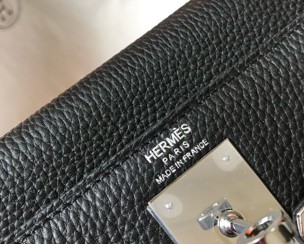 HM KELLY BLACK TOGO LEATHER  SILVER HARDWARE
