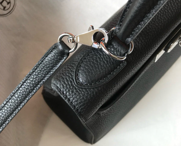 HM KELLY BLACK TOGO LEATHER  SILVER HARDWARE