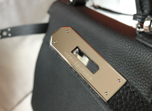 HM KELLY BLACK TOGO LEATHER  SILVER HARDWARE