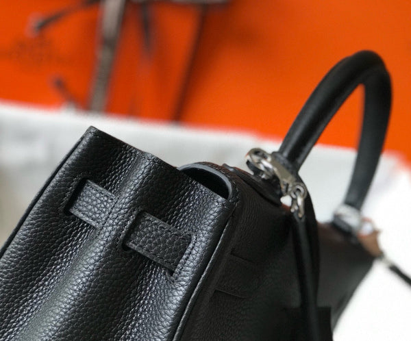 HM KELLY BLACK TOGO LEATHER  SILVER HARDWARE