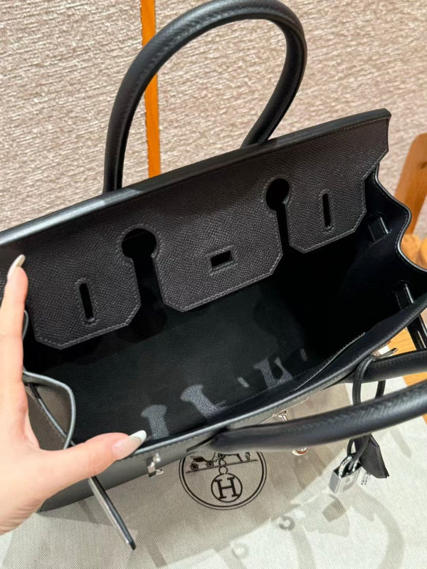 HM BIRKIN SELLIER BLACK EPSOM LEATHER SILVER HARDWARE