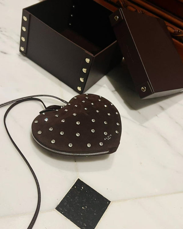 Le Coeur 21cm Burgundy Suede Shouder Bag