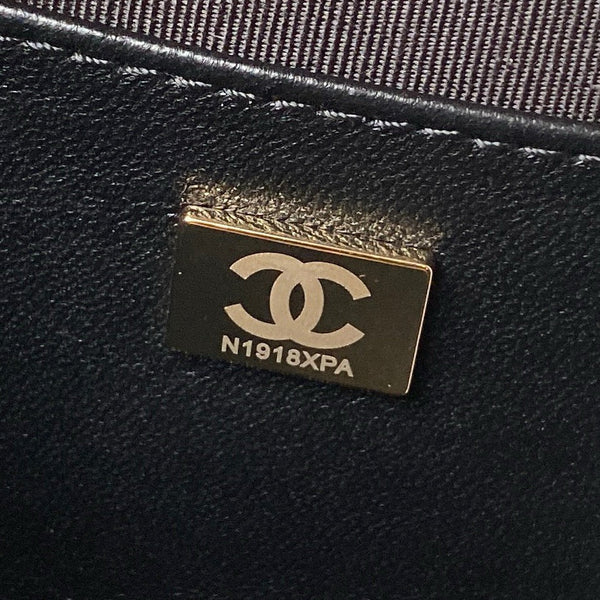 Borsa a stella 24C 22,5 cm in pelle di vitello nera con finiture dorate 