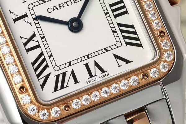 PANTHERE 27MM CASSA IN ORO ROSA E ARGENTO LUNETTA CON DIAMANTI QUADRANTE BIANCO (VERSIONE MIGLIORE) 