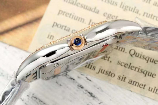 PANTHERE 27MM CASSA IN ORO ROSA E ARGENTO LUNETTA CON DIAMANTI QUADRANTE BIANCO (VERSIONE MIGLIORE) 