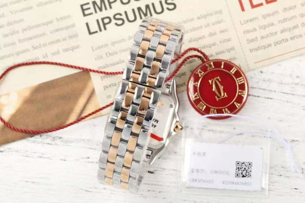 PANTHERE 27MM CASSA IN ORO ROSA E ARGENTO LUNETTA CON DIAMANTI QUADRANTE BIANCO (VERSIONE MIGLIORE) 