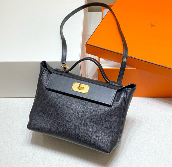 HM KELLY HANDBAG 29 BLACK CALFSKIN